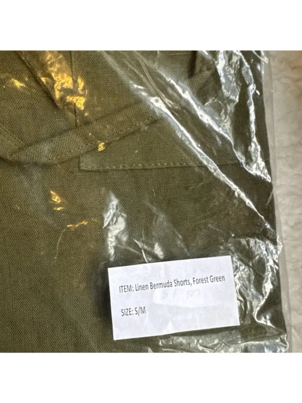 Dr Flax European 100% Linen Bermuda Shorts Mens or Womens S/M Green Pockets NEW